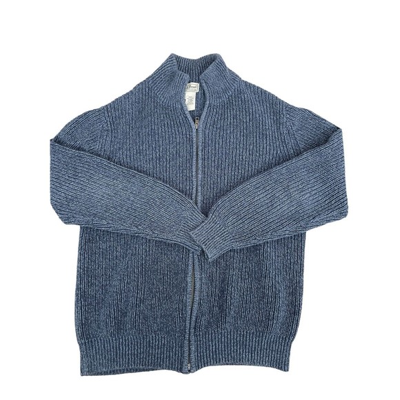 L.L. Bean Other - LL Bean Mens 100% Cotton Blue Zip Up Long Sleeve Sweater Size Medium Reg